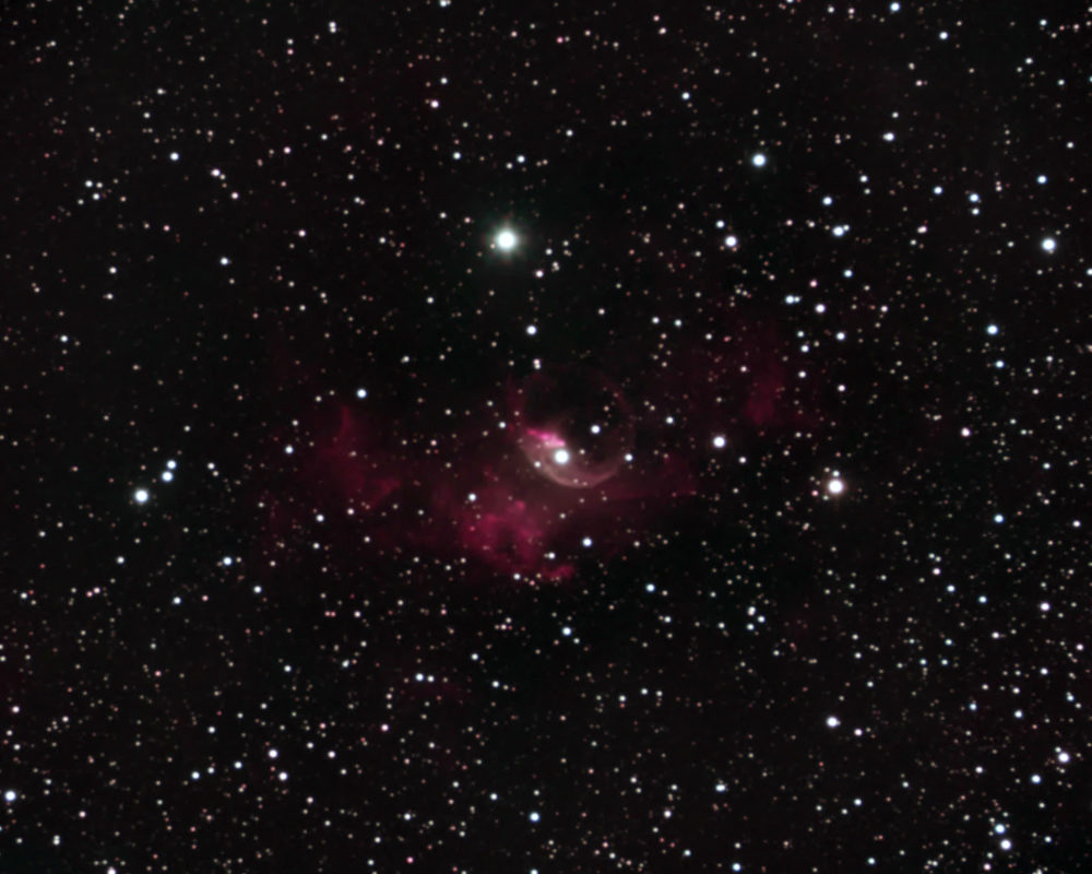 Blasennebel - Emissionsnebel im Sternbild Cassiopeia. Entfernung ca. 7000LJ. Ausdehnung ca. 28Km/Sekunde